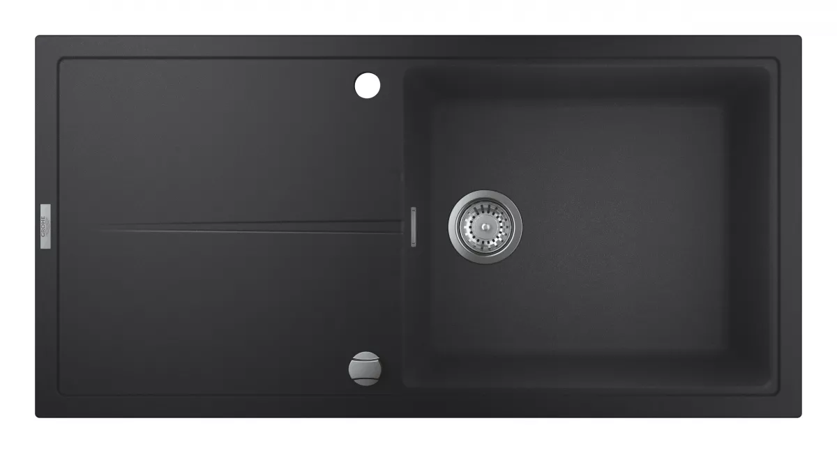 Chiuvete compozit - Chiuveta Quartz composite Grohe K400 31641AP0, 1000 x 500 mm, reversibil, montare pe blat, evacuare, negru