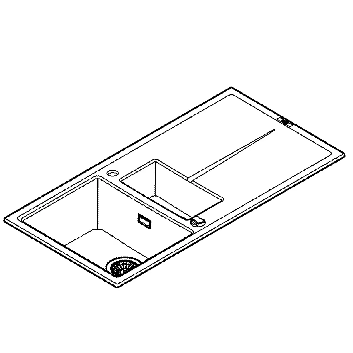 Chiuveta Quartz composite Grohe K400 31642AP0, 1000 x 500 mm, 2 boluri, montare pe blat, evacuare, negru [5]