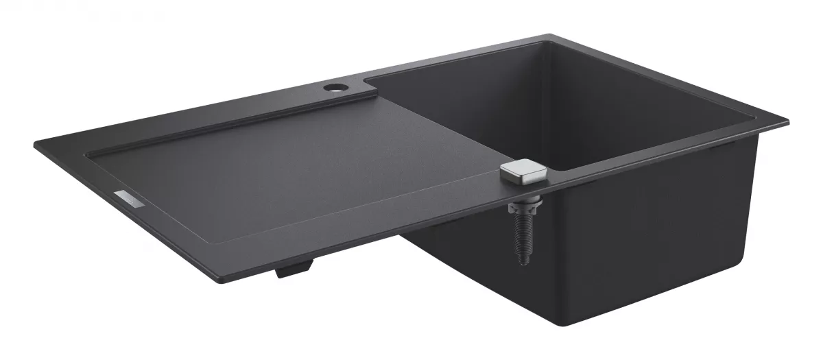 Chiuveta Quartz composite Grohe K500 31644AP0, 860 x 500 mm, montare pe blat, evacuare, negru [2]