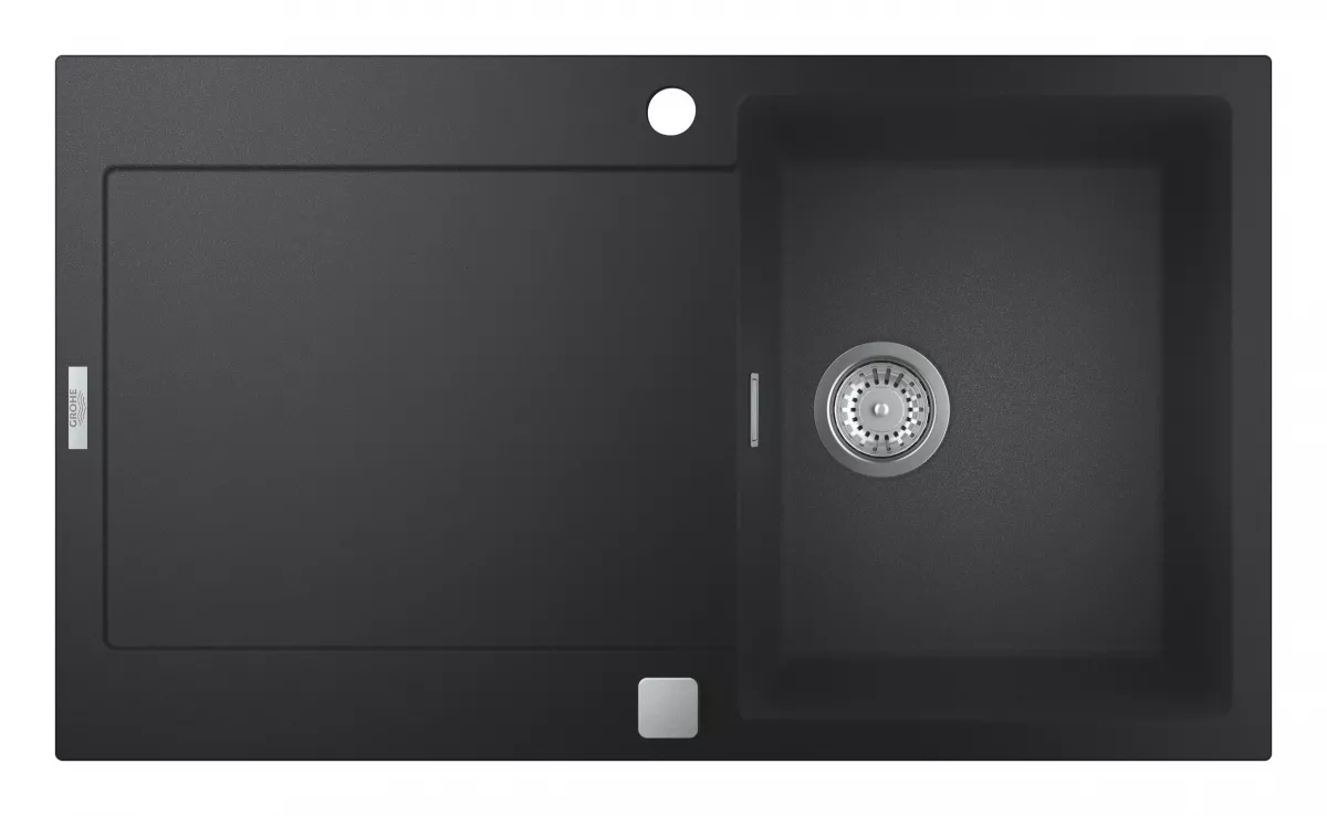 Chiuvete compozit - Chiuveta Quartz composite Grohe K500 31644AP0, 860 x 500 mm, montare pe blat, evacuare, negru