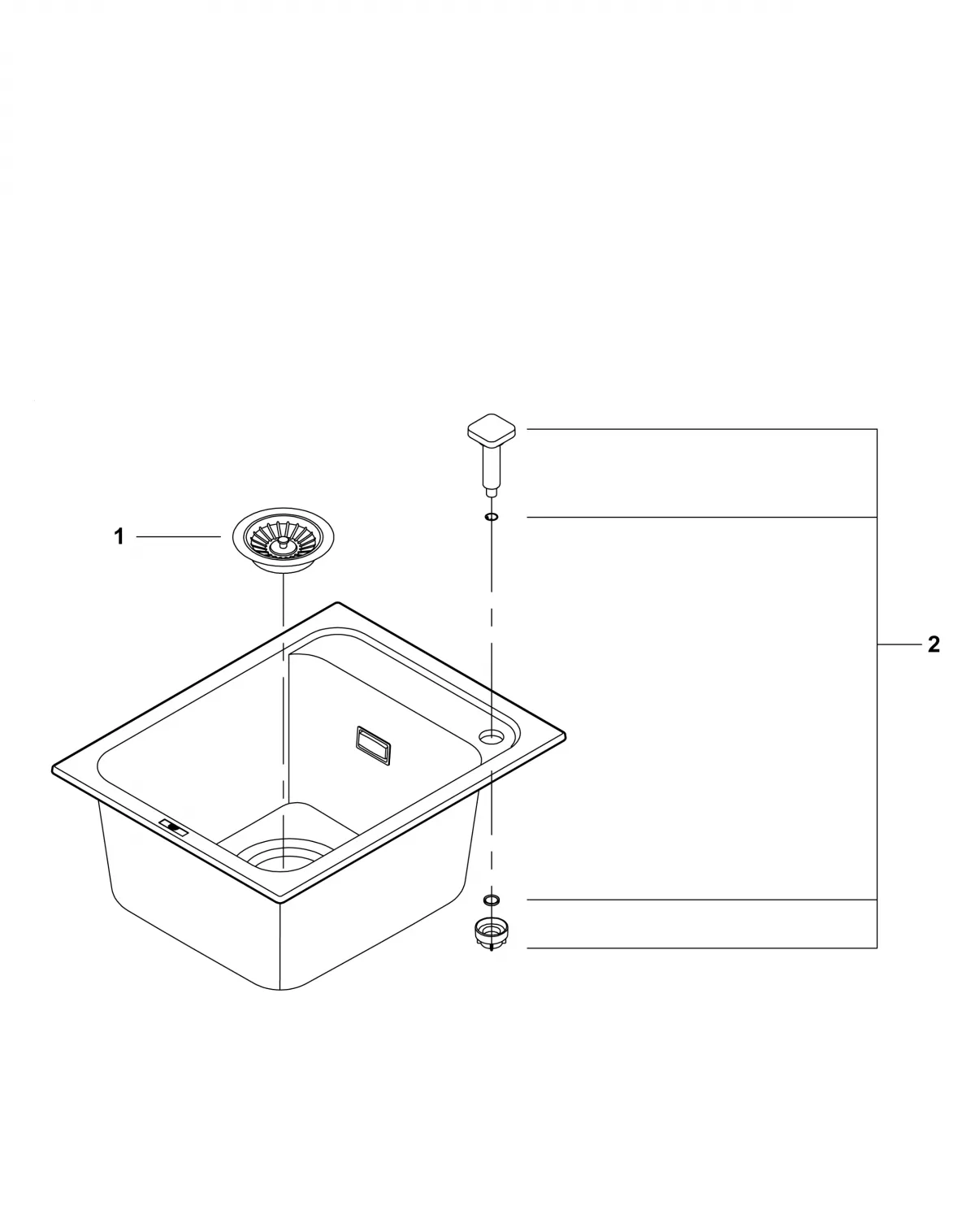 Chiuveta Quartz composite Grohe K700 31650AP0, 400 x 500 mm, pe blat, evacuare, negru [4]