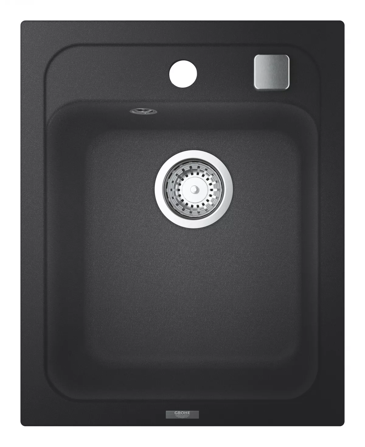 Chiuvete si baterii bucatarie - Chiuveta Quartz composite Grohe K700 31650AP0, 400 x 500 mm, pe blat, evacuare, negru