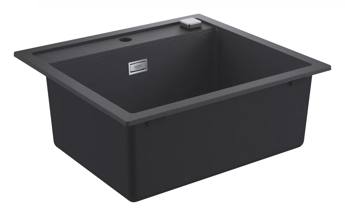 Chiuveta Quartz composite Grohe K700 31651AP0, 560 x 510 mm, montare pe blat, evacuare automata, Kit montaj si evacuare, Negru [2]
