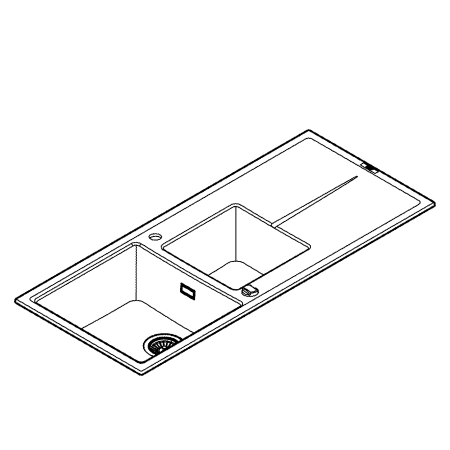 Chiuveta Quartz Grohe 31643AP0, K400, 1160 x 500 mm, 2 boluri, montare pe blat, evacuare, negru [5]
