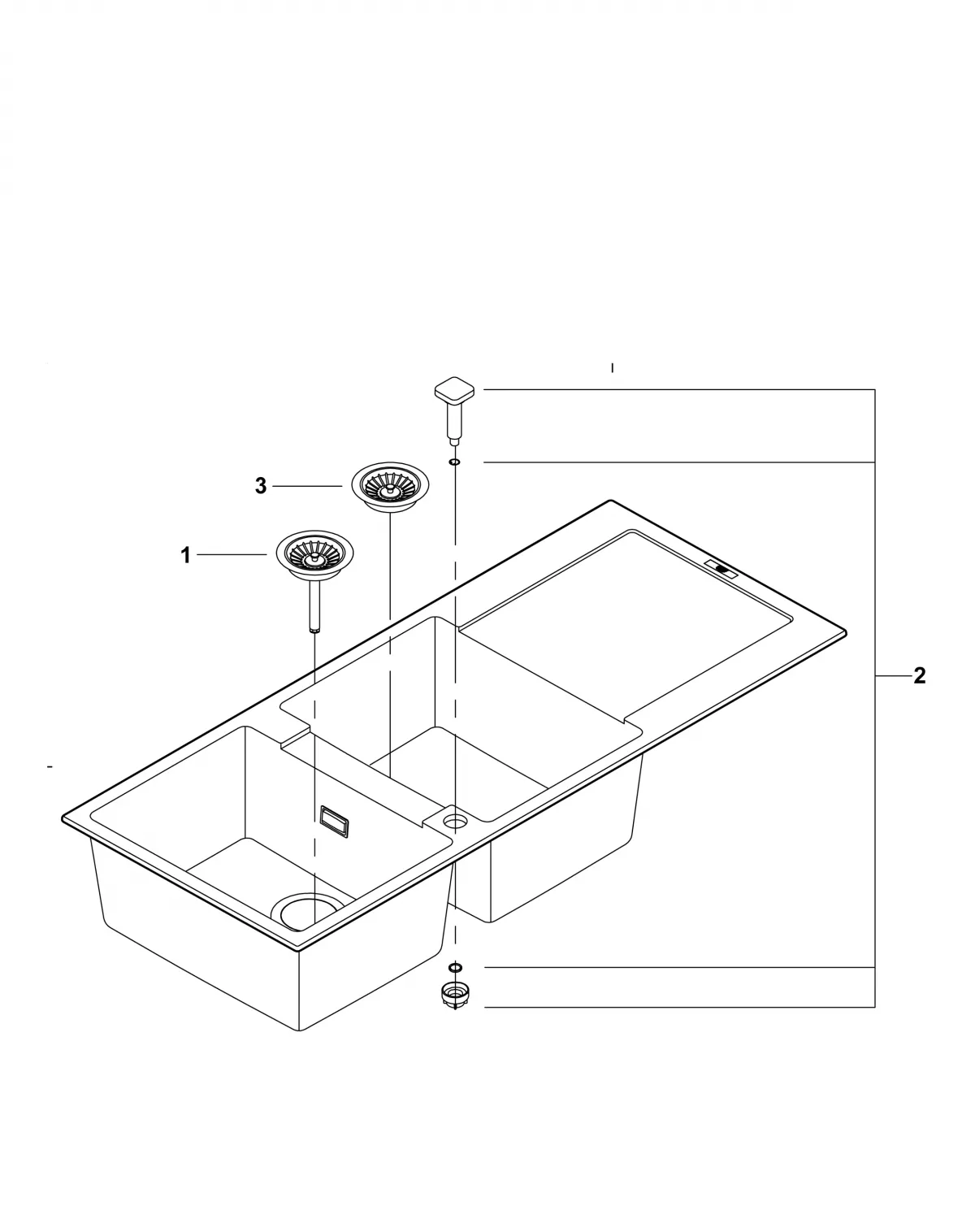Chiuveta Quartz Grohe K500 31647AP0, 1160 x 500 mm, pe blat, evacuare, negru [4]