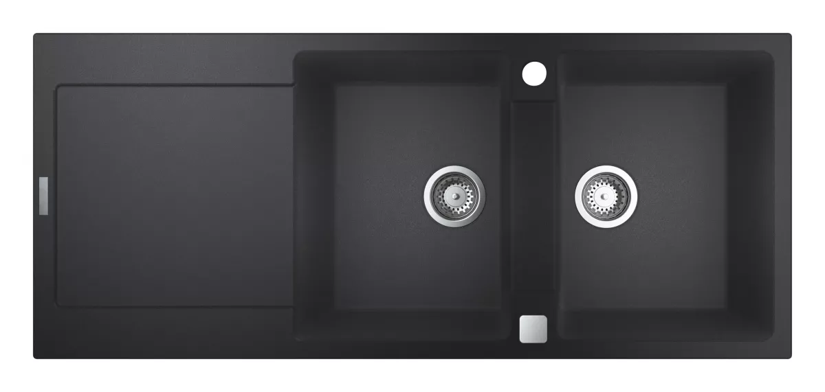 Chiuvete compozit - Chiuveta Quartz Grohe K500 31647AP0, 1160 x 500 mm, pe blat, evacuare, negru