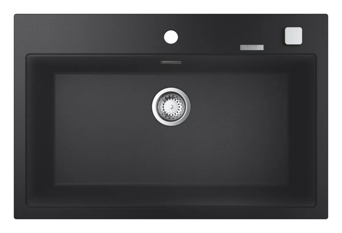 Chiuvete compozit - Chiuveta Quartz Grohe K700 31652AP0, 780 x 510 mm, pe blat, evacuare, negru