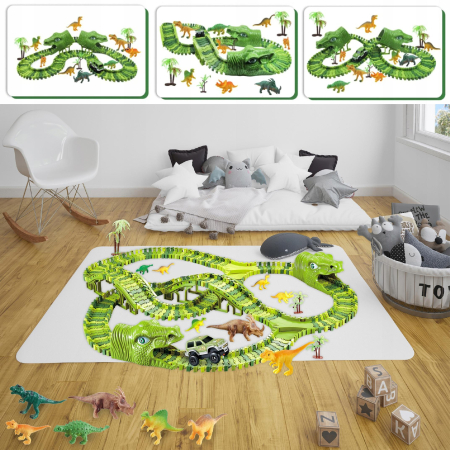 Circuit masinute dinosaur park 240 segmente pista configurabila, 360 cm lungime, multicolor [7]