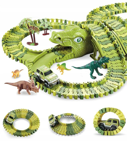 Circuit masinute dinosaur park 240 segmente pista configurabila, 360 cm lungime, multicolor [9]