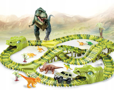 Circuit masinute dinosaur park 240 segmente pista configurabila, 360 cm lungime, multicolor [1]