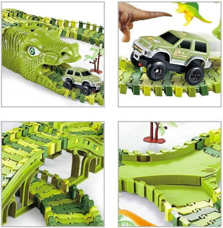 Circuit masinute dinosaur park 240 segmente pista configurabila, 360 cm lungime, multicolor [11]