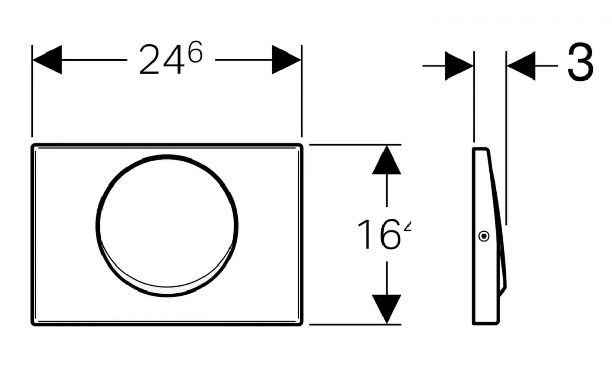 Clapeta actionare WC Geberit Delta15, 115.101.00.1, o spalare, orizontala, 264 x 164 mm, anti-vandalism, crom [1]