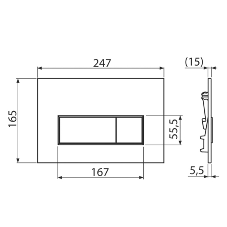 Clapeta de actionare, Alcadrain, Thin, cu doua volume, nickel mat [1]