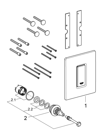 Clapeta urinal Grohe 38846LS0, Skate Cosmopolitan, mono, 116 x 114 mm, verticala, sticla, crom/alb [4]