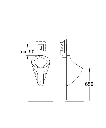 Clapeta urinal Grohe 38846LS0, Skate Cosmopolitan, mono, 116 x 114 mm, verticala, sticla, crom/alb [3]