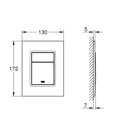 Clapeta WC Grohe 37535KF0, 130 mm, 172 mm, functie eco, verticala, incastrat pentru tip rezervor, Negru [4]
