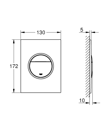Clapeta WC Grohe 37601DA0, Nova Cosmo, S, dubla, 130 x 172 mm, verticala, lucios, cupru [2]