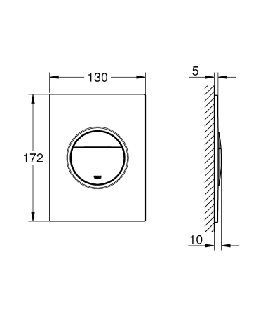 Clapeta WC Grohe 37601KF0, Nova Cosmo S, dubla, verticala, 172 x 130 mm, ABS, mat, negru [6]