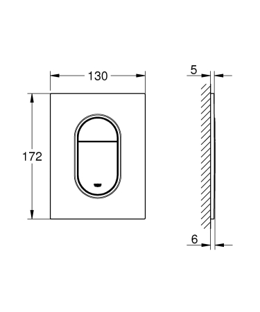 Clapeta WC Grohe 37624P00, Arena Cosmo S, dubla, verticala, 172 x 130 mm, ABS, mat, crom [2]