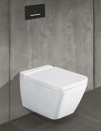 Clapeta WC Villeroy & Boch ViConnect, dubla, orizontala, 253 x 145 mm, ABS, mat, negru/crom, 922169AN [2]