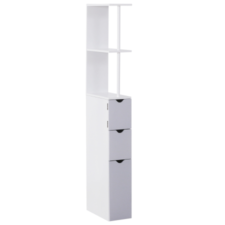 Baie -  Coloana Baie 15×33×140 cm - Alb & Gri, Spatiu Vertical Compact