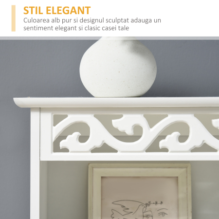  Coloana Baie Lemn Alb - 40×23×160 cm, Decor Sculptura Florala [4]