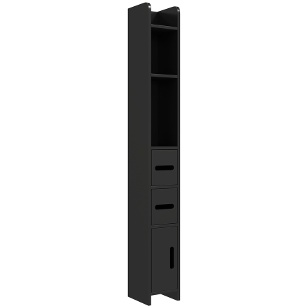 Mobilier pentru baie -  Coloana de Baie cu Rafturi si Dulapuri, Mobila inalta Economisitoare de Spatiu din Lemn, 15x17x120cm, Negru