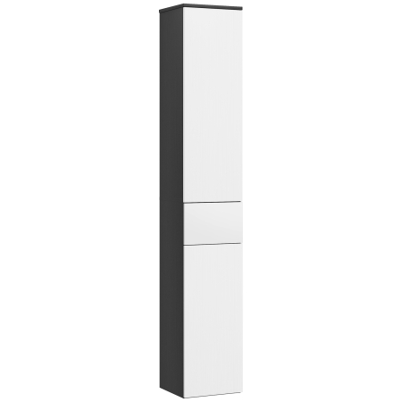 Baie -  Coloana de baie economisitoare de spatiu din lemn cu 2 dulapuri si sertar, 30x28x180 cm, negru