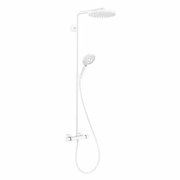 Coloane de dus - Coloana de dus cu baterie termostatata alb mat Hansgrohe Raindance Select S 240