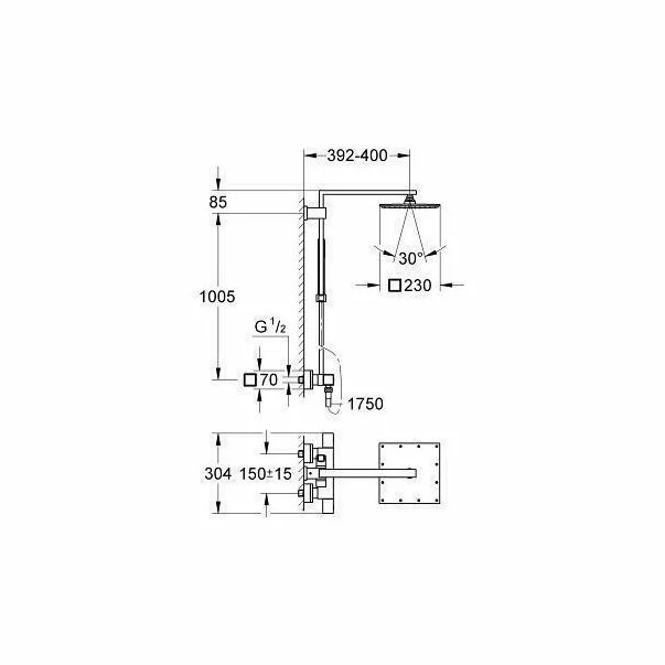 Coloana de dus cu baterie termostatata Grohe Euphoria Cube XXL 230 [1]