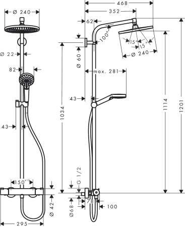 Coloana de dus cu baterie termostatata Hansgrohe Crometta S240 [1]