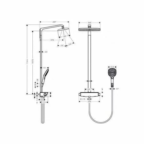 Coloana de dus cu baterie termostatata Hansgrohe Raindance Select Select 360 [2]