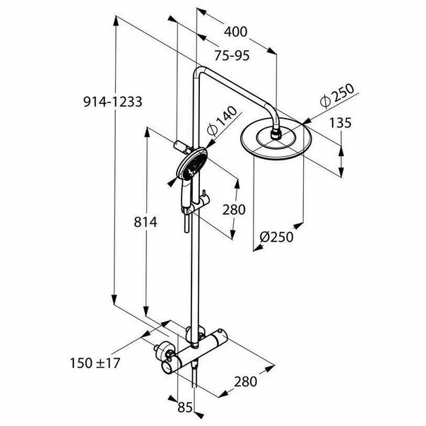Coloana de dus cu baterie termostatata Kludi Freshline [1]