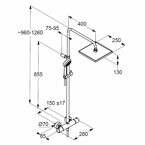 Coloana de dus cu baterie termostatata Kludi Logo Logo 1S Dual Shower [1]