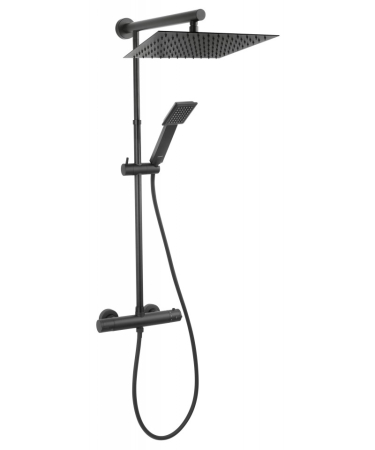 Baie - Coloana de dus cu baterie termostatata negru mat Ferro Trevi Square