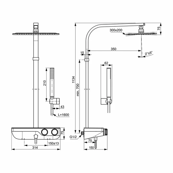 Coloana de dus cu baterie termostatata si etajera depozitare Ideal Standard Ceratherm S200 [4]