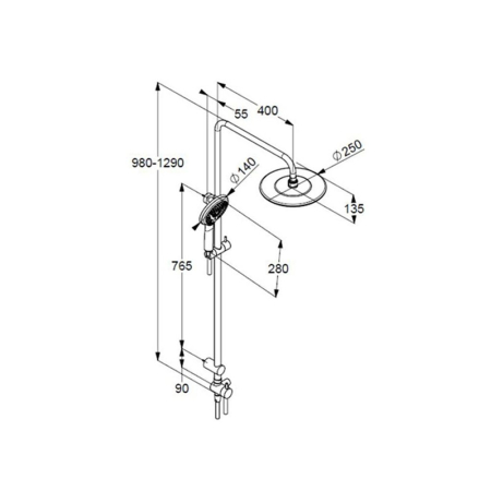 Coloana de dus cu comutator, culoare crom lucios Kludi Freshline [1]