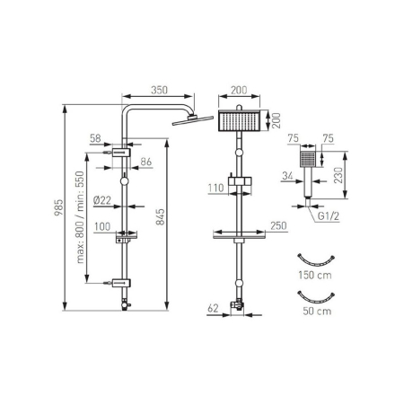 Coloana de dus culoare negru mat Ferro, Squerto Lux [3]