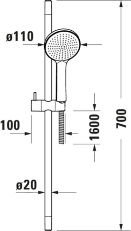 Coloana de dus Duravit UV0680001046, dus, montaj aparent, lungime furtun m 1.6, diametru 110 mm, negru [2]