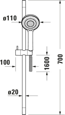 Coloana de dus Duravit UV0680002010, dus, montaj aparent, numar functii para dus 3, lungime furtun m 1.6, crom [4]