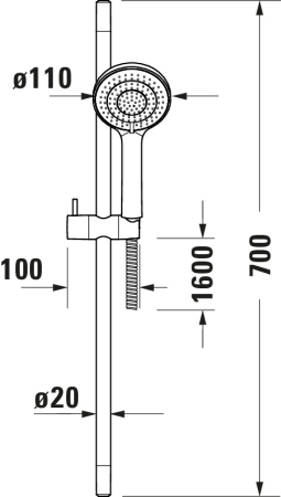 Coloana de dus Duravit UV0680002046, dus, montaj aparent, numar functii para dus 3, lungime furtun m 1.6, negru [1]