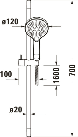 Coloana de dus Duravit UV0680003010, dus, montaj aparent, numar functii para dus 3, lungime furtun m 1.6, crom [5]