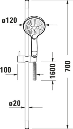 Coloana de dus Duravit UV0680003046, dus, montaj aparent, numar functii para dus 3, lungime furtun m 1.6, negru [1]