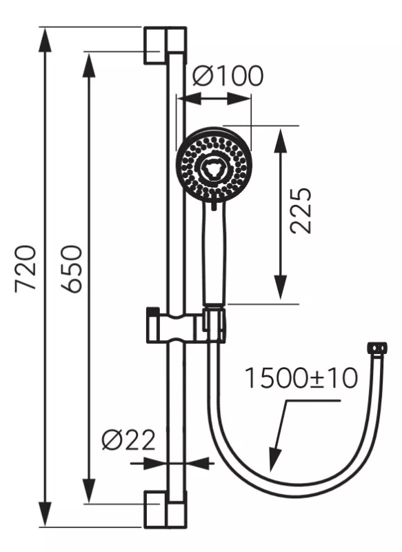 Coloana de dus Fdesign Inula FD3-104-22, 1/2'', 720 mm, 3 pulverizari, 1.5 m, anti-calcar, mat, negru [1]