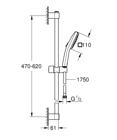 Coloana de dus Grohe 26748003, dus Tempesta Cube 110, montaj aparent, numar functii para dus 2, crom [6]