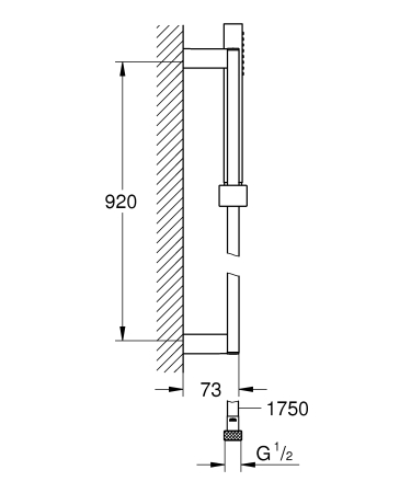 Coloana de dus Grohe 27700000, 1.75 m, 66 mm, 900 mm, 1 functii para dus, 1/2 conexiune furtun, Crom [2]