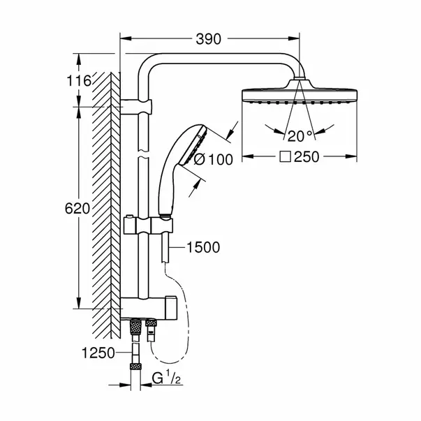 Coloana de dus Grohe Vitalio Start fara baterie Start Cube 250 [2]