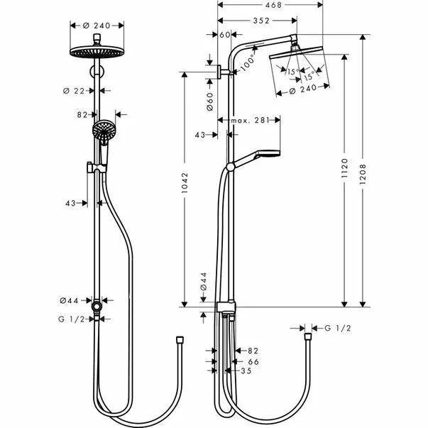 Coloana de dus Hansgrohe Crometta S240 Reno EcoSmart fara baterie [1]