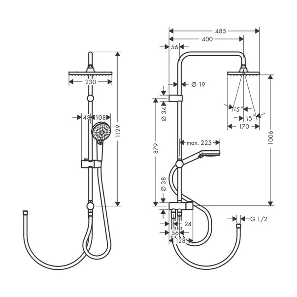 Coloana de dus Hansgrohe Vernis Shape 230 cu 2 functii fara baterie [1]