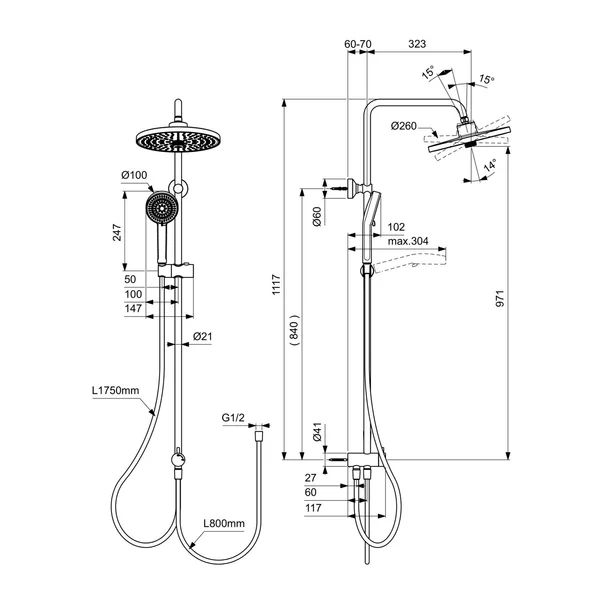 Coloana de dus Ideal Standard Ceraflow 25+ fara baterie crom [4]
